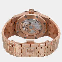 Audemars Piguet Silver 18k Rose Gold Royal Oak 15551OR.ZZ.1356OR.01 Automatic Men's Wristwatch 37 mm