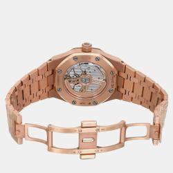 Audemars Piguet Silver 18k Rose Gold Royal Oak 15551OR.ZZ.1356OR.01 Automatic Men's Wristwatch 37 mm
