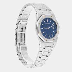 Pre Owned ساعة يد رجالية أوديمار بيغيه رويال أوك كوارتز زرقاء ستانلس ستيل 33 مم