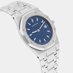 Pre Owned ساعة يد رجالية أوديمار بيغيه رويال أوك كوارتز زرقاء ستانلس ستيل 33 مم