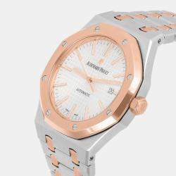 Pre Owned Audemars Piguet Royal Oak 15400SR.OO.1220SR.01 Automatic Silver 18k Rose Gold Stainless Steel Men's Wristwatch 41 mm
