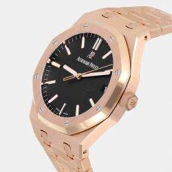 Pre Owned Audemars Piguet Royal Oak 15500OR.OO.1220OR.01 Automatic Black 18k Rose Gold Men's Wristwatch 41 mm