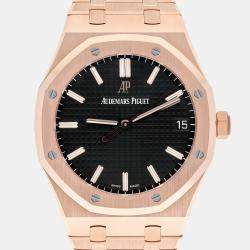 Pre Owned Audemars Piguet Royal Oak 15500OR.OO.1220OR.01 Automatic Black 18k Rose Gold Men's Wristwatch 41 mm