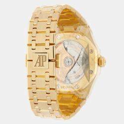 Pre Owned Audemars Piguet Royal Oak 15450BA.OO.1256BA.01 Automatic White 18k Yellow Gold Men's Wristwatch 37 mm