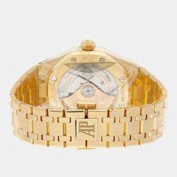 Pre Owned Audemars Piguet Royal Oak 15450BA.OO.1256BA.01 Automatic White 18k Yellow Gold Men's Wristwatch 37 mm