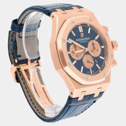 Pre Owned Audemars Piguet Royal Oak 26331OR.OO.D315CR.01 Automatic Blue 18k Rose Gold Men's Wristwatch 41 mm