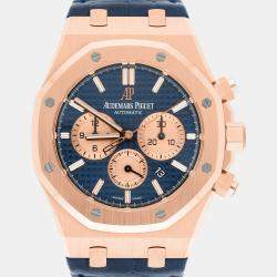 Pre Owned Audemars Piguet Royal Oak 26331OR.OO.D315CR.01 Automatic Blue 18k Rose Gold Men's Wristwatch 41 mm