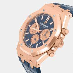 Pre Owned Audemars Piguet Royal Oak 26331OR.OO.D315CR.01 Automatic Blue 18k Rose Gold Men's Wristwatch 41 mm
