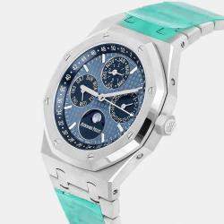 Pre Owned Audemars Piguet Royal Oak 26574ST.OO.1220ST.03 Automatic Blue Stainless Steel Men's Wristwatch 41 mm
