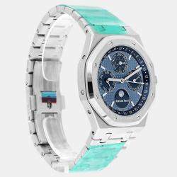 Pre Owned Audemars Piguet Royal Oak 26574ST.OO.1220ST.03 Automatic Blue Stainless Steel Men's Wristwatch 41 mm