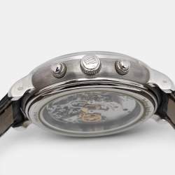 Pre Owned Audemars Piguet Silver Dial 18K White Gold Crocodile Leather Jules Audemars Tourbillon Chronograph 25909BA.00.D002CR.03 Men's Wristwatch 43 mm