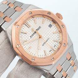 Pre Owned Audemars Piguet Royal Oak 15450SR Automatic Silver 18k Rose Gold Stainless Steel Men's Wristwatch 37 mm