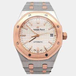 Pre Owned Audemars Piguet Royal Oak 15450SR Automatic Silver 18k Rose Gold Stainless Steel Men's Wristwatch 37 mm