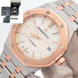 Pre Owned Audemars Piguet Royal Oak 15450SR Automatic Silver 18k Rose Gold Stainless Steel Men's Wristwatch 37 mm