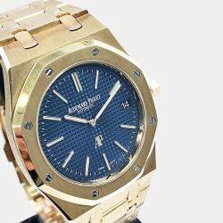 Pre Owned Audemars Piguet Royal Oak 15202BA Automatic Blue 18k Yellow Gold Men's Wristwatch 39 mm