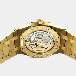 Pre Owned Audemars Piguet Royal Oak 15202BA Automatic Blue 18k Yellow Gold Men's Wristwatch 39 mm