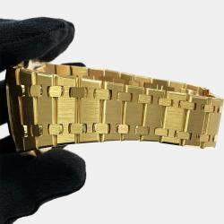 Pre Owned Audemars Piguet Royal Oak 15202BA Automatic Blue 18k Yellow Gold Men's Wristwatch 39 mm