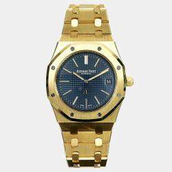 Pre Owned Audemars Piguet Royal Oak 15202BA Automatic Blue 18k Yellow Gold Men's Wristwatch 39 mm