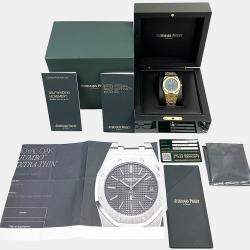 Pre Owned Audemars Piguet Royal Oak 15202BA Automatic Blue 18k Yellow Gold Men's Wristwatch 39 mm