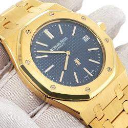 Pre Owned Audemars Piguet Royal Oak 15202BA Automatic Blue 18k Yellow Gold Men's Wristwatch 39 mm