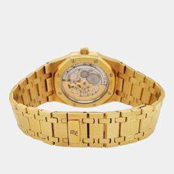 Pre Owned Audemars Piguet Royal Oak 15202BA Automatic Blue 18k Yellow Gold Men's Wristwatch 39 mm