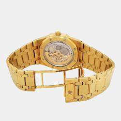 Pre Owned Audemars Piguet Royal Oak 15202BA Automatic Blue 18k Yellow Gold Men's Wristwatch 39 mm