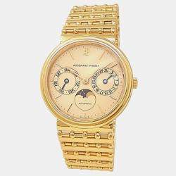 Pre Owned Audemars Piguet Moonphase 25588BA Automatic Champagne Dial 18k Yellow Gold Men's Wristwatch 33mm