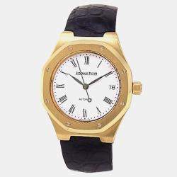 Pre Owned Audemars Piguet Royal Oak Automatic White Dial 18k Yellow Gold Men's Wristwatch 36 mm