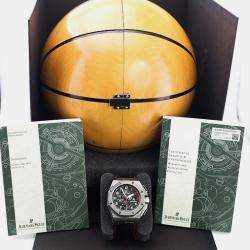 Pre Owned Audemars Piguet Royal Oak Offshore Chronograph Shaquille O'Neal 26133ST Black Dial Stainless Steel Men's Wristwatch 48 mm