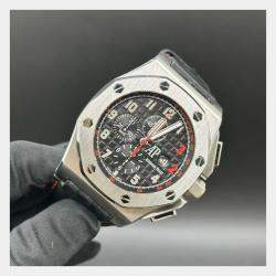 مملوكة مسبقًا Audemars Piguet Royal Oak Offshore Chronograph Shaquille O'Neal 26133ST Black Dial Stainless Steel Men's Wristwatch 48 mm