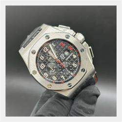 مملوكة مسبقًا Audemars Piguet Royal Oak Offshore Chronograph Shaquille O'Neal 26133ST Black Dial Stainless Steel Men's Wristwatch 48 mm