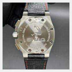 مملوكة مسبقًا Audemars Piguet Royal Oak Offshore Chronograph Shaquille O'Neal 26133ST Black Dial Stainless Steel Men's Wristwatch 48 mm