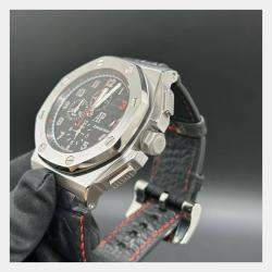 مملوكة مسبقًا Audemars Piguet Royal Oak Offshore Chronograph Shaquille O'Neal 26133ST Black Dial Stainless Steel Men's Wristwatch 48 mm