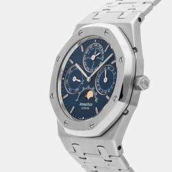 مملوكة مسبقًا Pre-Owned Audemars Piguet Royal Oak Perpetual Calendar 25820ST.OO.0944ST.05 Blue Automatic Stainless Steel Men's Wristwatch 39 MM