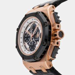 مملوكة مسبقًا Pre-Owned Audemars Piguet Royal Oak Offshore Rubens Barrichello Limited Edition Chronograph 26078RO.OO.D002CR.01 Black/White Automatic 18k Rose Gold Men's Wristwatch 44 MM