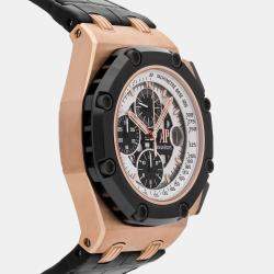 مملوكة مسبقًا Pre-Owned Audemars Piguet Royal Oak Offshore Rubens Barrichello Limited Edition Chronograph 26078RO.OO.D002CR.01 Black/White Automatic 18k Rose Gold Men's Wristwatch 44 MM