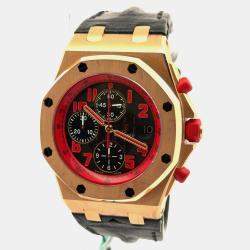Pre Owned Audemars Piguet Royal Oak Offshore Marcus Edition 26299OR.OO.D001GA.01 Black 18K Rose Gold Automatic Men's Wristwatch 42mm