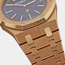 Audemars Piguet Blue 18k Rose Gold Royal Oak "Jumbo" Extra-Thin 15202OR.OO.1240OR.01 Men's Wristwatch 39 mm 
