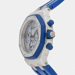 Audemars Piguet Blue 18k White Gold Royal Oak Offshore 25986CK.ZZ.D020CA.02 Automatic Men's Wristwatch 37 mm