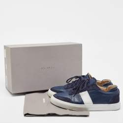 Pre Owned Axel Arigato Navy Blue Leather And Suede Lace Up Sneakers Size 42