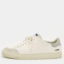 Pre Owned Axel Arigato White Leather and Suede Clean 90 Lace Up Sneakers Size 42