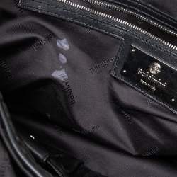 Baldinini Black Woven Embossed Leather Lock Laptop Briefcase 