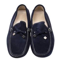 Baldinini Blue Suede Bow Loafers Size 41