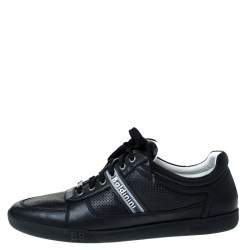 Baldinini Blue Perforated Leather Lace Up Sneakers Size 44