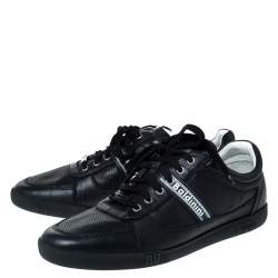 Baldinini Blue Perforated Leather Lace Up Sneakers Size 44