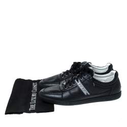 Baldinini Blue Perforated Leather Lace Up Sneakers Size 44