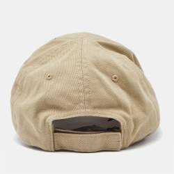 Balenciaga Beige Canvas Logo Embroidered Baseball Cap 