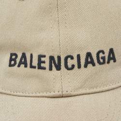 Balenciaga Beige Canvas Logo Embroidered Baseball Cap 