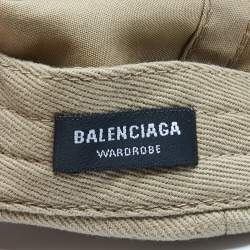 Balenciaga Beige Canvas Logo Embroidered Baseball Cap 