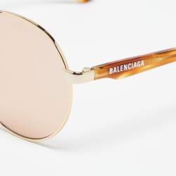 Pre Owned نظارة شمسية أفياتورز بالنسياغا BB0019SK بني تركواز